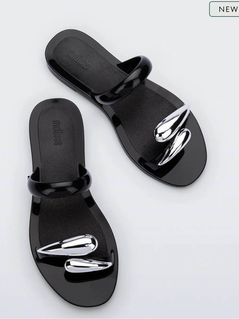 Melissa Black Sandals with Silver Accent